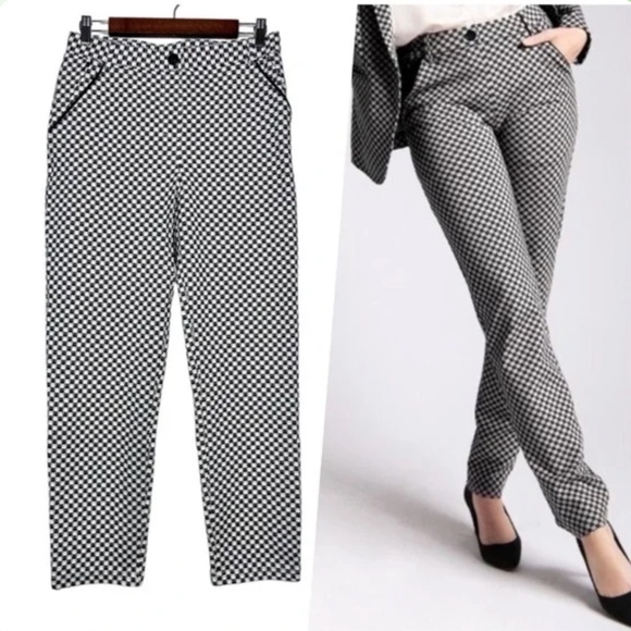 BetaBrand Catstooth Straight Leg Pants - Black & White - Size Large (Long) - Picture 5 of 10